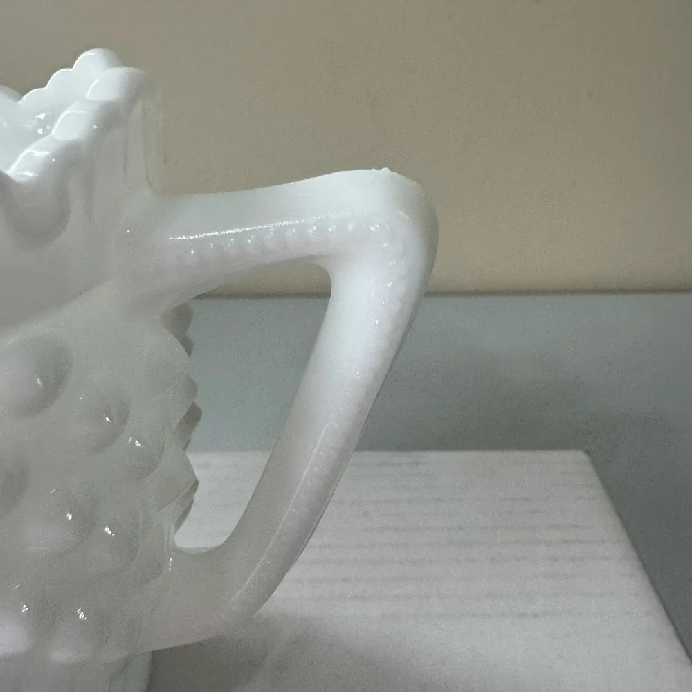 Vintage Fenton Milk Glass Hobnail Footed Crown Top Creamer 4